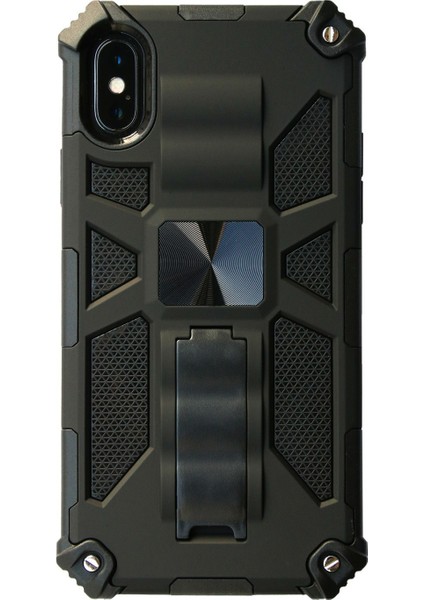 Apple iPhone Xs Için Max Telefon Kılıfı Kickstand Armor Dropproof Pc Tpu Hibrit Kılıf Manyetik Metal Sac 6.5 Inç-Black (Yurt Dışından)