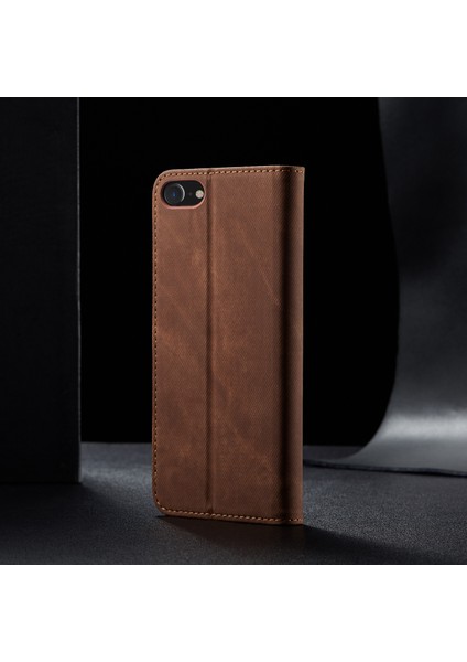 Kot Kumaş Doku Apple iPhone 6/6s-Kahverengi Için Retro Tarzı Deri Kasa (Yurt Dışından)