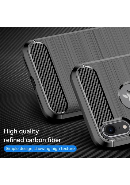 Apple iPhone Xr Bırak Koruması Için Esnek Tpu Telefon Geri Kapak Fırçalanmış Karbon Fiber Doku Cep Telefonu Kılıf Black (Yurt Dışından)