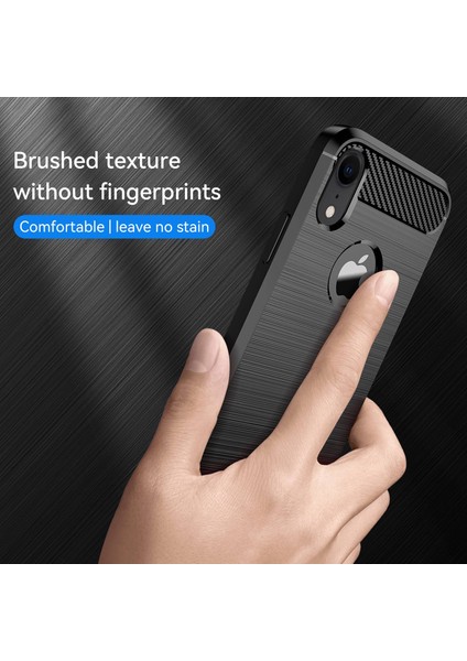 Apple iPhone Xr Bırak Koruması Için Esnek Tpu Telefon Geri Kapak Fırçalanmış Karbon Fiber Doku Cep Telefonu Kılıf Black (Yurt Dışından)