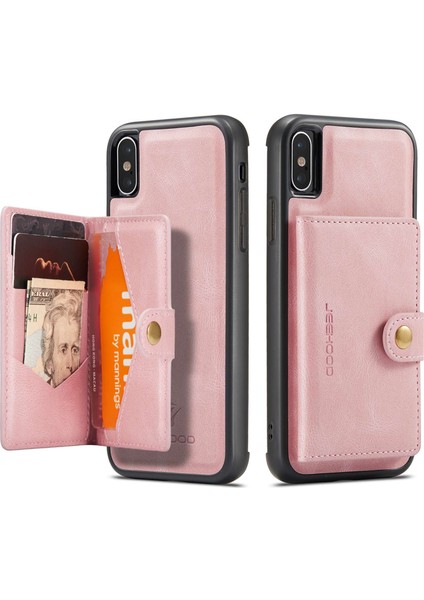 Apple iPhone Xs Max Telefon Kılıfı Için Cüzdan Kickstand Case, Çıkarılabilir 2'si Pu Deri Kaplamalı Tpu Telefon Kapak Çizgi Altın (Yurt Dışından)