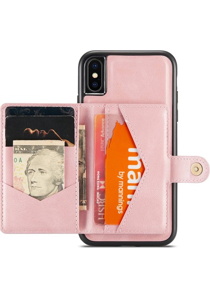 Apple iPhone Xs Max Telefon Kılıfı Için Cüzdan Kickstand Case, Çıkarılabilir 2'si Pu Deri Kaplamalı Tpu Telefon Kapak Çizgi Altın (Yurt Dışından)