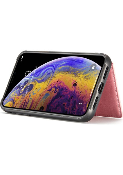 Apple iPhone Xs Max Telefon Kılıfı Için Cüzdan Kickstand Case, Çıkarılabilir 2'si Pu Deri Kaplamalı Tpu Telefon Kapak Çizgi Altın (Yurt Dışından)