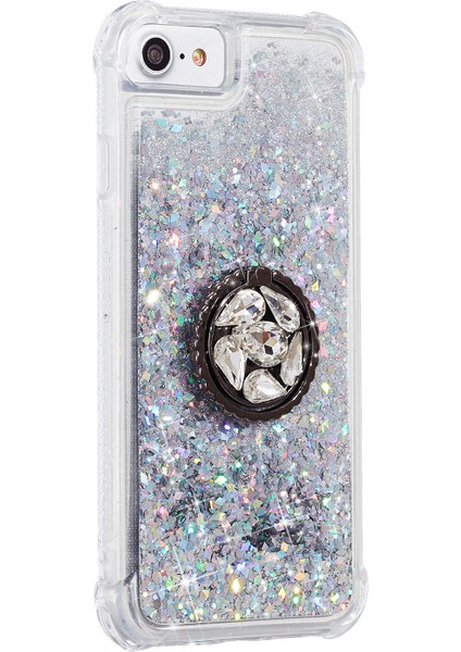 Glitter Powder Quicksand Rhinestone Dekor Kickstand Tpu Apple iPhone 6/6s/- Gümüş Için Telefon Kılıfı (Yurt Dışından)