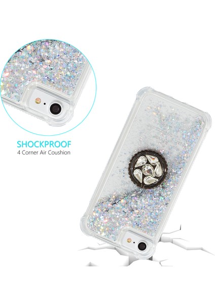 Glitter Powder Quicksand Rhinestone Dekor Kickstand Tpu Apple iPhone 6/6s/- Gümüş Için Telefon Kılıfı (Yurt Dışından)