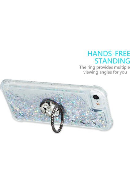 Glitter Powder Quicksand Rhinestone Dekor Kickstand Tpu Apple iPhone 6/6s/- Gümüş Için Telefon Kılıfı (Yurt Dışından)