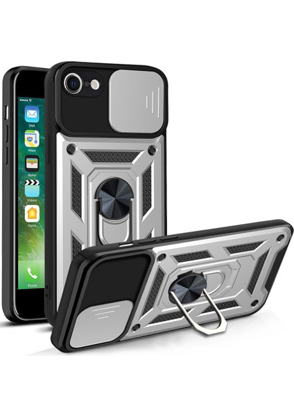Kamera Slayt Kapağı Halkası Tutucu Kickstand Tasarım Pc+Tpu Apple iPhone Se Için Tpu Damla Geçirmez Telefon Kapak Kılıfı (Yurt Dışından)