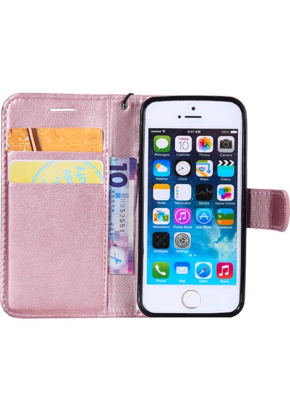 Kt Deri Serisi-2 Manyetik Deri Stand Kılıfı Apple iPhone Se/5s/5-Rose Altın Için (Yurt Dışından) fırsatları