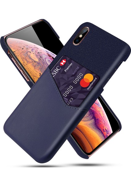 Ksq Pc+Pu+Kumaş Hibrit Kart Yuvası Telefon Apple iPhone X/xs-Blue Için (Yurt Dışından)