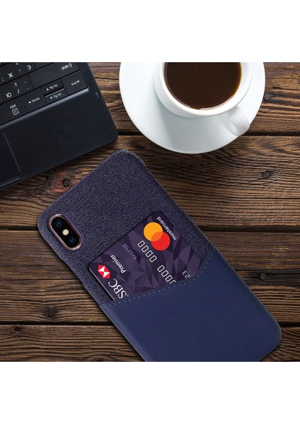 Ksq Pc+Pu+Kumaş Hibrit Kart Yuvası Telefon Apple iPhone X/xs-Blue Için (Yurt Dışından)