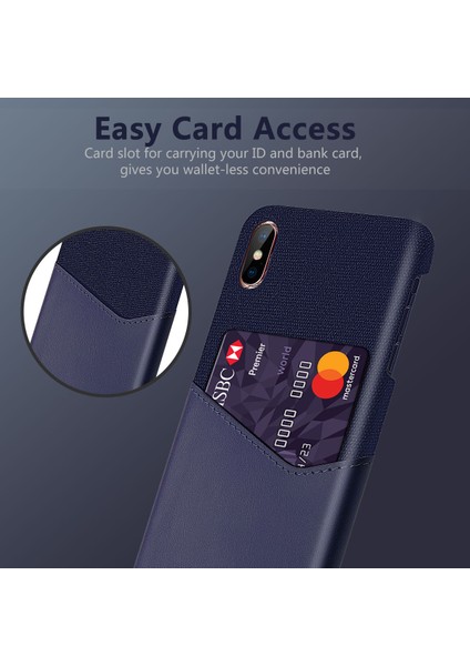 Ksq Pc+Pu+Kumaş Hibrit Kart Yuvası Telefon Apple iPhone X/xs-Blue Için (Yurt Dışından)