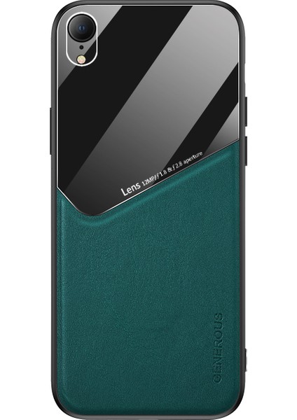 Apple iPhone Xr-Green Için Yerleşik Manyetik Metal Deri Kaplamalı Cam Pc Tpu Hibrit Kılıf (Yurt Dışından)