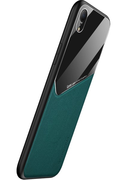 Apple iPhone Xr-Green Için Yerleşik Manyetik Metal Deri Kaplamalı Cam Pc Tpu Hibrit Kılıf (Yurt Dışından)