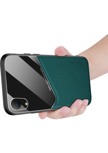 Apple iPhone Xr-Green Için Yerleşik Manyetik Metal Deri Kaplamalı Cam Pc Tpu Hibrit Kılıf (Yurt Dışından)