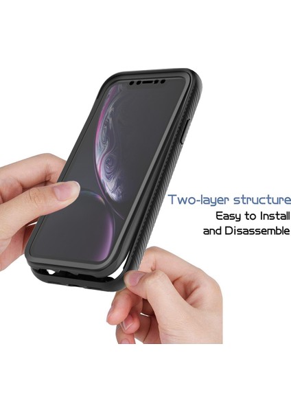 Apple iPhone Xr Için 3'ü 1 Arada Karaklama Anti Telefon Kılıfı Sabit Pc+Yumuşak Tpu Damla Geçirmez Cep Telefonu Hibrit Kapak Pet Screce Koruyucu-Doğru (Yurt Dışından)