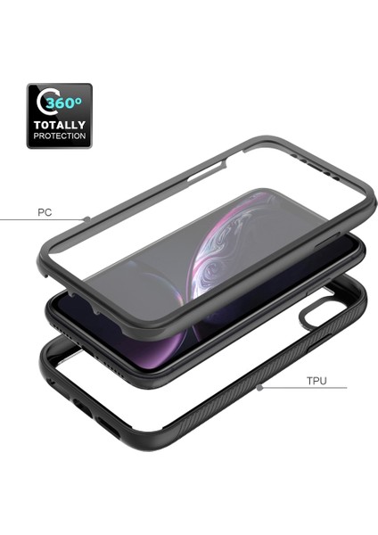Apple iPhone Xr Için 3'ü 1 Arada Karaklama Anti Telefon Kılıfı Sabit Pc+Yumuşak Tpu Damla Geçirmez Cep Telefonu Hibrit Kapak Pet Screce Koruyucu-Doğru (Yurt Dışından)