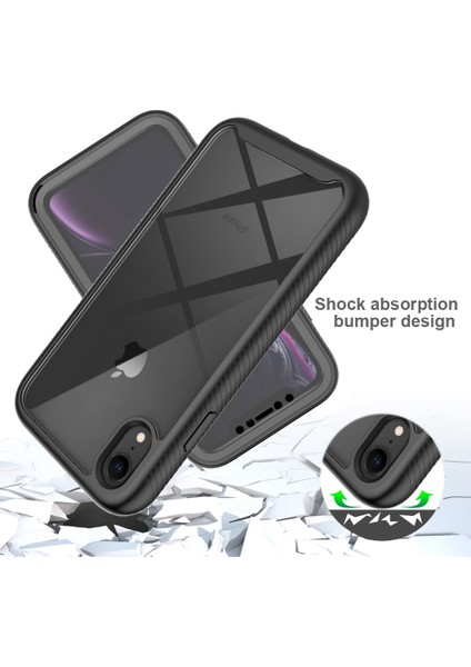 Apple iPhone Xr Için 3'ü 1 Arada Karaklama Anti Telefon Kılıfı Sabit Pc+Yumuşak Tpu Damla Geçirmez Cep Telefonu Hibrit Kapak Pet Screce Koruyucu-Doğru (Yurt Dışından)