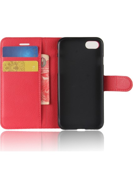 Stand Özelliği Litchi Skin Pu Deri Cüzdan Apple iPhone 7/8 /se-Red Için Manyetik Koruyucu Kapak (Yurt Dışından) modelleri