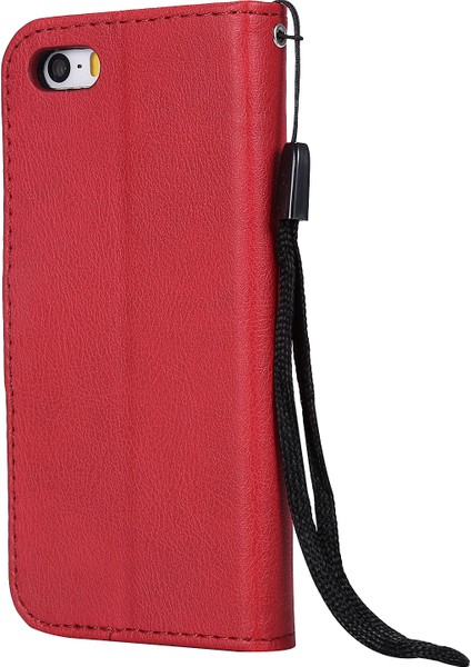 Kt Deri Serisi-2 Cüzdan Deri Stand Kapağı Apple iPhone Se/5s/5-Red Için (Yurt Dışından) modelleri