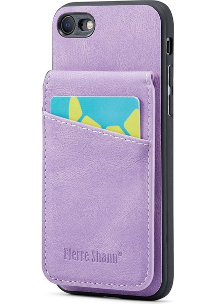 Apple Apple Iphonese/se Kart Sahibi Için Fierre Shann, Telefon Kasası Kickstand Pu Deri+Tpu Kapak-Mor (Yurt Dışından)
