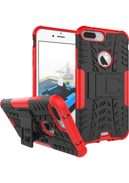 Apple iPhone 8 Plus/7 Plus-Red Için Kickstand ile Cool Tire Hibrid Pc+Tpu Kapağı (Yurt Dışından)