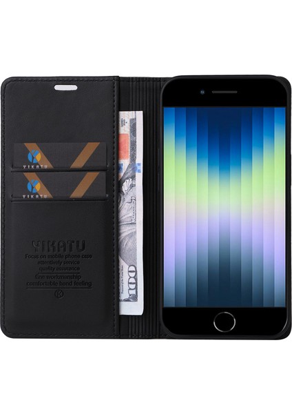Apple iPhone 6 Manyetik Otomatik Kapanış Deri Kılıf Cüzdan Stand Anti-Çizelge Telefon Kapak Black (Yurt Dışından)