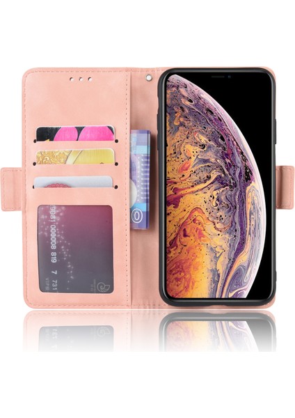 Deri Cüzdan Stand Telefon Kapağı Kılıfı Apple iPhone Xs Maks-Pink Için Birden Fazla Kart Yuvası (Yurt Dışından)