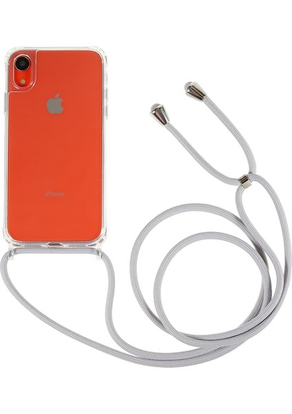 Apple iPhone Xr Için Geri Kılıf, Drop Koruma Clear Tpu+Akrilik Telefon Kapağı Lanyard-Grey ile (Yurt Dışından)