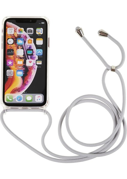 Apple iPhone Xr Için Geri Kılıf, Drop Koruma Clear Tpu+Akrilik Telefon Kapağı Lanyard-Grey ile (Yurt Dışından)