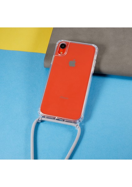 Apple iPhone Xr Için Geri Kılıf, Drop Koruma Clear Tpu+Akrilik Telefon Kapağı Lanyard-Grey ile (Yurt Dışından)