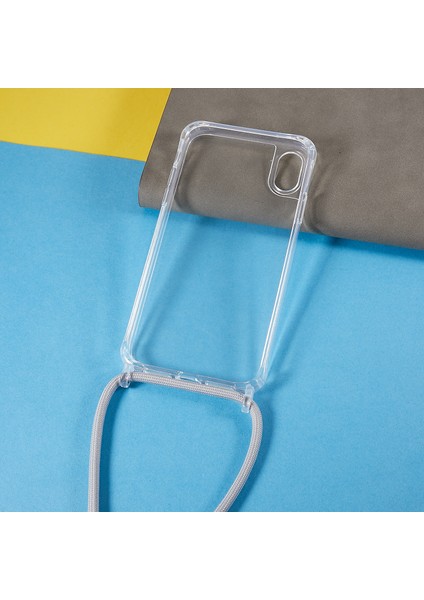 Apple iPhone Xr Için Geri Kılıf, Drop Koruma Clear Tpu+Akrilik Telefon Kapağı Lanyard-Grey ile (Yurt Dışından)