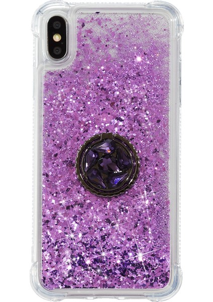 Glitter Powder Quicksand Rhinestone Dekor Kickstand Tpu Kılıfı Apple iPhone X/xs-Purple Için (Yurt Dışından)