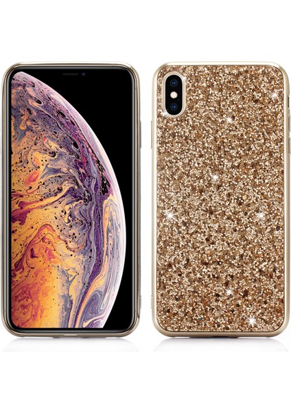Işıltılı Payetler Tpu Apple iPhone Xs Maks-Gold Için Tpu Koruma Kılıfı Aksesuar (Yurt Dışından)