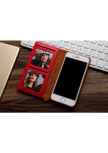 Cmaı2 Litchi Tahıl Otomatik Absorlanmış Deri Cüzdan Apple iPhone Se-Red Için Cep Telefonu Kapağı (Yurt Dışından) modelleri