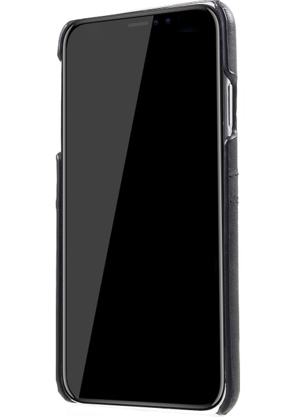 Çift Kart Yuvaları Pu Deri Kaplı Pc Sert Kapak Apple iPhone Xs Max-Black (Yurt Dışından)