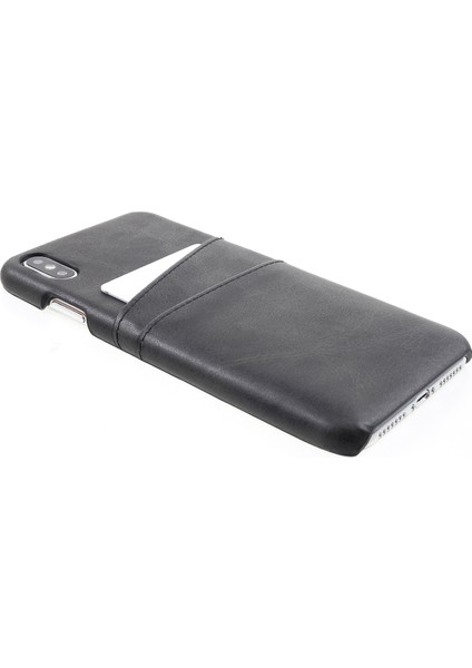 Çift Kart Yuvaları Pu Deri Kaplı Pc Sert Kapak Apple iPhone Xs Max-Black (Yurt Dışından)