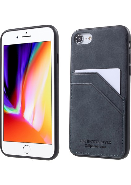 Apple iPhone 7/8/se-Gre Için Retro Style Pu Deri Kaplamalı Tpu Çift Kart Yuvası Kılıfı (Yurt Dışından)