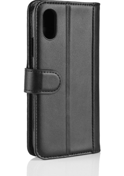 Apple iPhone Xs Max-Black Için Orijinal Deri Deri Cüzdan Stand Telefon Kılıfı (Yurt Dışından)