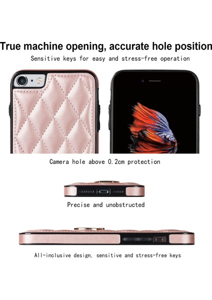 Apple iPhone Se Pu Deri+Tpu Koruyucu Kapak Için Baskılı Rhombus Izgara Desen Döndürme Yüzüğü Kickstand Telefon Kılıfı (Yurt Dışından) modelleri