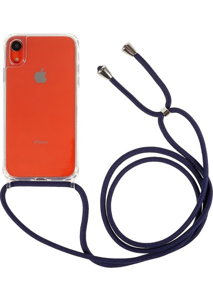Apple iPhone Xr Için Geri Kılıf, Drop Koruma Clear Tpu+Akrilik Telefon Kapağı Lanyard-Dark Blue (Yurt Dışından)