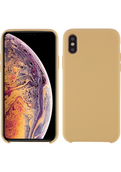 Apple iPhone Xs/x Telefon Kasası Için Iyi Koruma Önleyici Kenar Sarılı Sıvı Silikon Kasa Yumuşak Akıllı Telefon Kapağı Kabuk Işığı Kahverengi (Yurt Dışından)