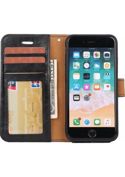 Apple Apple Iphonese Çılgın At Deri Kapağı Manyetik Çıkarılabilir Stant Şok Geçirmez Telefon Vaka-Siyah (Yurt Dışından)