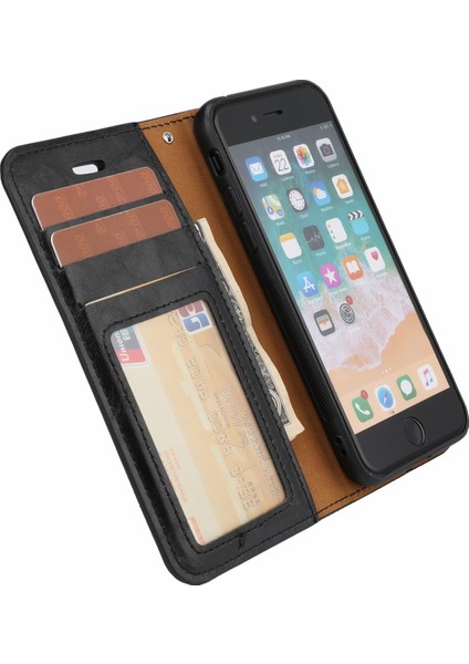 Apple Apple Iphonese Çılgın At Deri Kapağı Manyetik Çıkarılabilir Stant Şok Geçirmez Telefon Vaka-Siyah (Yurt Dışından)