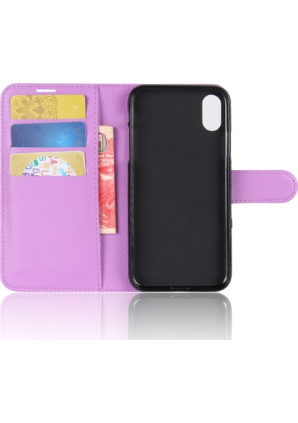 Apple iPhone Xs/x Litchi Cilt Pu Deri Cüzdan Stand Koruyucu Cep Telefonu Kabuk Doğumu (Yurt Dışından)
