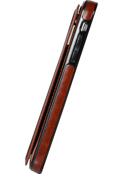 Crazy Horse Deri Kaplamalı Tpu Kart Yuvası ve Kickstand ile Apple iPhone Xr-Brown (Yurt Dışından)