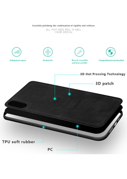 Apple iPhone X/xs-Gre Için Yumuşak Tpu+Sert Pc Hibrit Koruyucu Kılıf ile Pu Deri Vintage (Yurt Dışından)