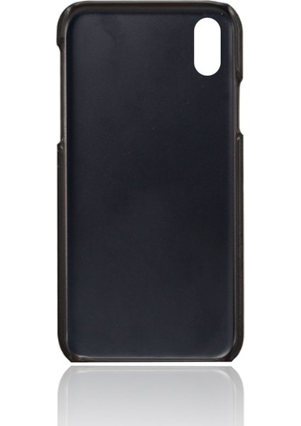 Apple iPhone Xs Max-Black Için Çift Kart Yuvaları Pu Deri Kaplı Pc Kılıfı (Yurt Dışından)