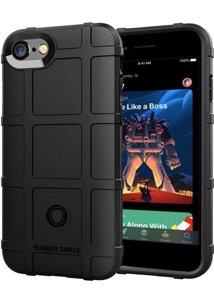 Engebeli Kare Cilt Tpu Apple iPhone Se-Black Için Kuma Anti-Shock Kapağı (Yurt Dışından)