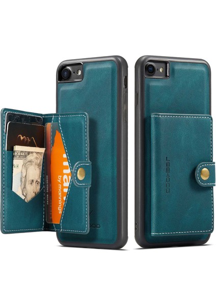 Apple iPhone 7/8 Söndürülebilir 2'si Deri Kaplamalı Tpu Telefon Kılıfı Cüzdan Kickstand-Green (Yurt Dışından)