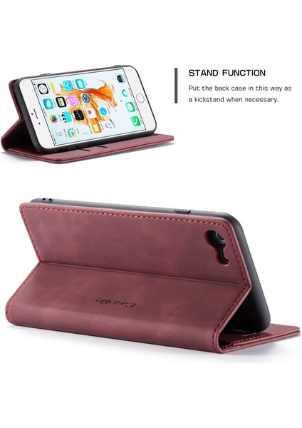 Apple iPhone 6s/6-Wine Kırmızı Için Otomatik Emilmiş Pu Deri Cüzdan Stand Kılıfı (Yurt Dışından)
